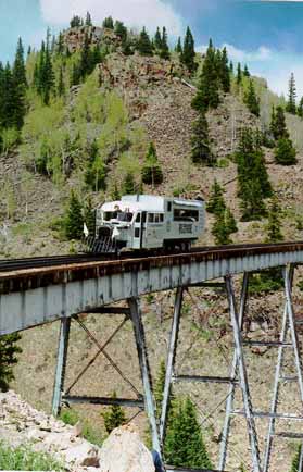 Goose #5 auf der Cascade Trestle der Cumbres & Toltec Scenic Railroad am 03. Juni 1998