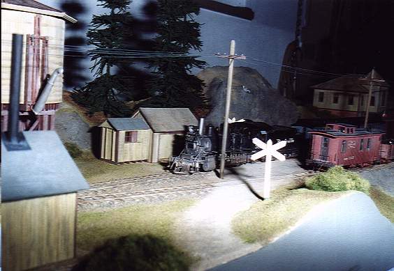 Railroad crossing in the yard-area